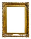 Picture gold wooden ornate frame for design on  isolated background Royalty Free Stock Photo