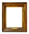 Picture gold wooden ornate frame for design on isolated background