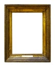 Picture gold wooden ornate frame for design on isolated background Royalty Free Stock Photo