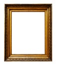 Picture gold wooden ornate frame for design on  isolated background Royalty Free Stock Photo