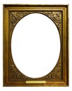Picture gold wooden tondo frame for design on isolated background