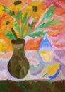 Picture gouache. Vase with flowers