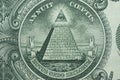 Picture of Great Seal of the United States with writings Annuit Coeptis and Novus Ordo Seclorum, printed on One USA dollar Royalty Free Stock Photo