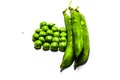 A picture of green pea with white background ,