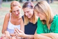 group of friends using smartphones in the city Royalty Free Stock Photo
