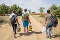 Refugees walking through the fields near the Croatia Serbia border, between the cities of Sid Tovarnik on the Balkans Route