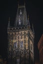 Picture of guard tower in Prague city, night time Royalty Free Stock Photo