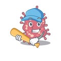 Picture of haemophilus ducreyi cartoon character playing baseball Royalty Free Stock Photo