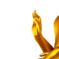 Picture hand Buddha gold statue isolated on white background ,thailand