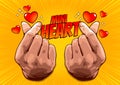 Picture of hand showing mini heart 38