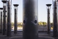 Handprints on silver fire pillars