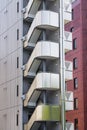 high-rise residential building with external stairs in Tokyo, Japan