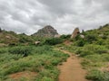 Hills with a pains shaped stone near Lord shiva statue surrouneded by hills at Panukonda fort in Anantapur Andhra Pradesh India Royalty Free Stock Photo