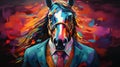 A picture of horse in business dress