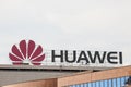 Huawei logo on their office for Serbia in Belgrade. Huawei Technologies is a Chinese networking and telecommunications company Royalty Free Stock Photo