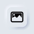 Picture icon. Photo gallery. Neumorphic UI UX white user interface web button. Neumorphism. Vector EPS 10