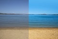Picture before and after the image editing process Royalty Free Stock Photo