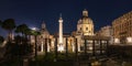 Imperial Fora, Trajan`s Column, Church of Saint Mary of Loreto and Church of the Most Holy Name of Mary at the Trajan Forum at