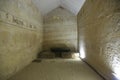 A picture from inside the tomb of King Khafre inside his pyramid, one of the great historical pyramids of Giza, one of the Seven Royalty Free Stock Photo