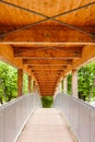 Picture inside a wooden bridge over a river