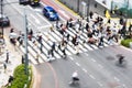 crowds of people crossing a city street in Tokyo, Japan Royalty Free Stock Photo