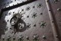 Picture of a iron door at a classical building in Terracota, Spain. Details of the metal gate show an intricate metallurgy work.