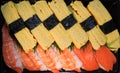 Picture Of Japanese Food, Tamago Sushi, Shrimp Sushi And Tuna Sushi