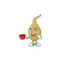 Picture of jerusalem artichoke character with a cup of coffee