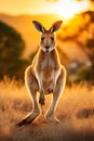 A picture of a kangaroo hopping through the grasslands or a giraffe stretching its neck to reach l