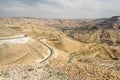 King`s road in Mujib valley with view of the damn, Jordan Royalty Free Stock Photo