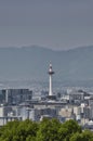 A picture of the Kyoto Tower from the Kiyomizu temple.  Kyoto Japan Royalty Free Stock Photo