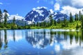 Picture Lake Evergreens Mount Shuksan Washington USA Royalty Free Stock Photo