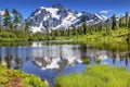 Picture Lake Evergreens Mount Shuksan Washington USA Royalty Free Stock Photo