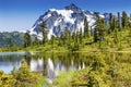 Picture Lake Evergreens Mount Shuksan Washington USA Royalty Free Stock Photo