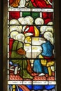 Stained glass window in historic church Royalty Free Stock Photo