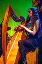 Lily Neill harpist performing at Vicar Street, Dublin, Ireland