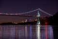 A picture of the Lions Gate bridge at night. Vancouver BC Royalty Free Stock Photo