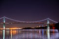 A picture of the Lions Gate bridge at night. Vancouver BC Royalty Free Stock Photo