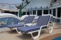 A picture of the lounge chairs onboard the ship. Royalty Free Stock Photo