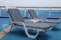 A picture of the lounge chairs onboard the ship. Royalty Free Stock Photo