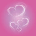 Abstract love heart smoke on pink radial background