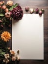 Lovely Blank parchment on old wood table background