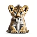 Lovely lion cub on white background wallpaper Royalty Free Stock Photo