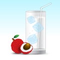 Lychee Juice Drink in glass Realistic Vector