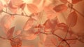 Picture a macroshot where the natural elegance of leaves is depicted in a soothing peach fuzz color tone, providing a detailed and