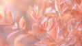 Picture a macroshot where the natural elegance of leaves is depicted in a soothing peach fuzz color tone, providing a detailed and