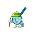 A Picture of magnifying glass fisher mascot design catch a fish Royalty Free Stock Photo