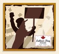 Picture of Man's Silhouette in Canadian Labor Day March, Vector Illustration