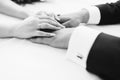 picture of man and woman holding hands. Wedding ceremony