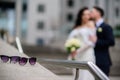 Picture of man and woman with wedding ring.Young married couple holding hands, ceremony wedding day. wed couple's hands with Royalty Free Stock Photo